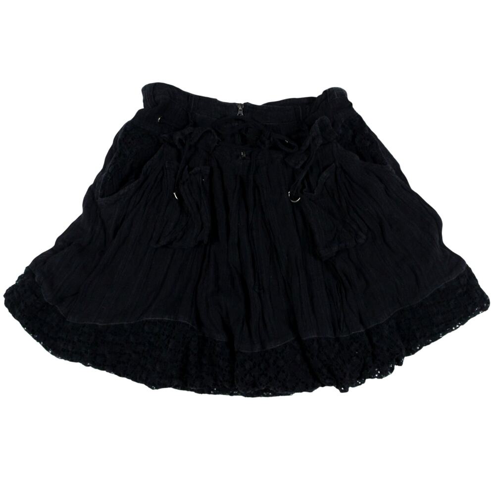 Monoreno skirt cargo circle pleated hippie goth whimsigoth black crochetsz L